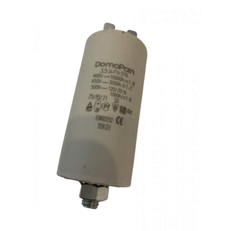 Condensateur Universel 6,3 µF 450V CBB60 - Diamètre 30 Mm, Longueur 57 Mm, Connecteurs AMP 6,3 Mm, Vis M8